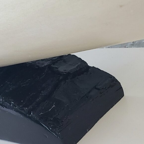 REALISM FAUX ART ELEPHANT TUSK NEUTRAL COLOR WOOD CARVING 30" EBONY WOOD 🦏 - Picture 3 of 16